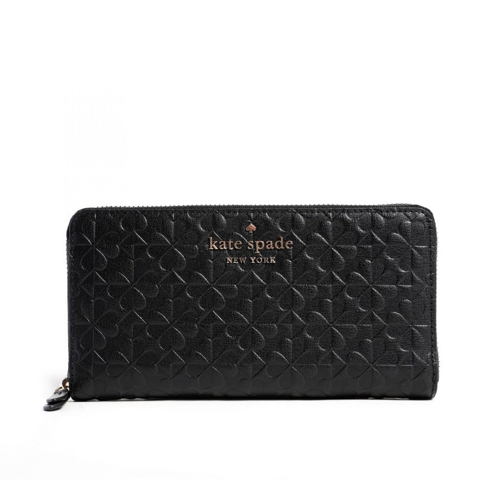 NWT Kate Spade Hollie Spade Clover Geo Emboss Large Continental Wallet